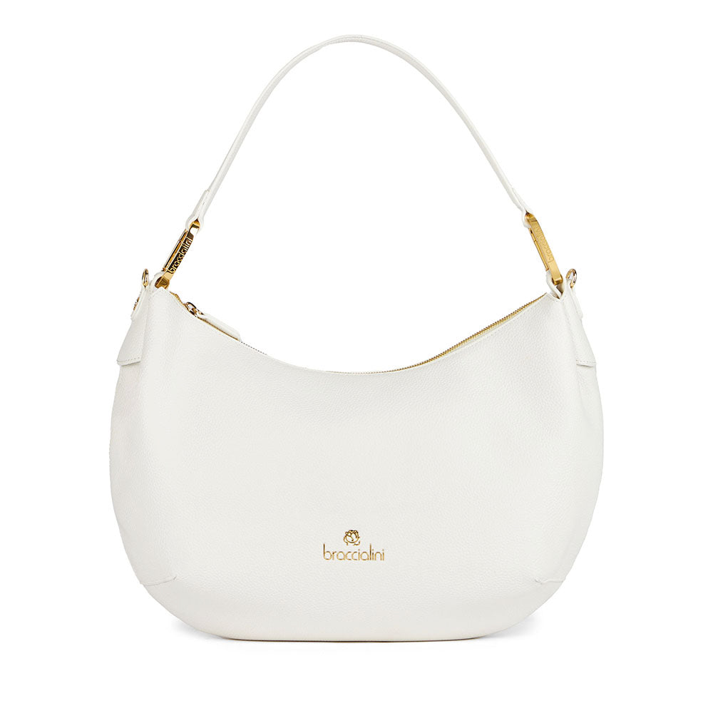 Borsa Donna Mezzaluna a Spalla Large BRACCIALINI linea Beth Bianco