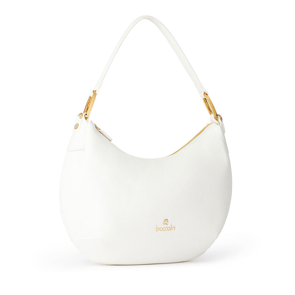 Borsa Donna Mezzaluna a Spalla Large BRACCIALINI linea Beth Bianco