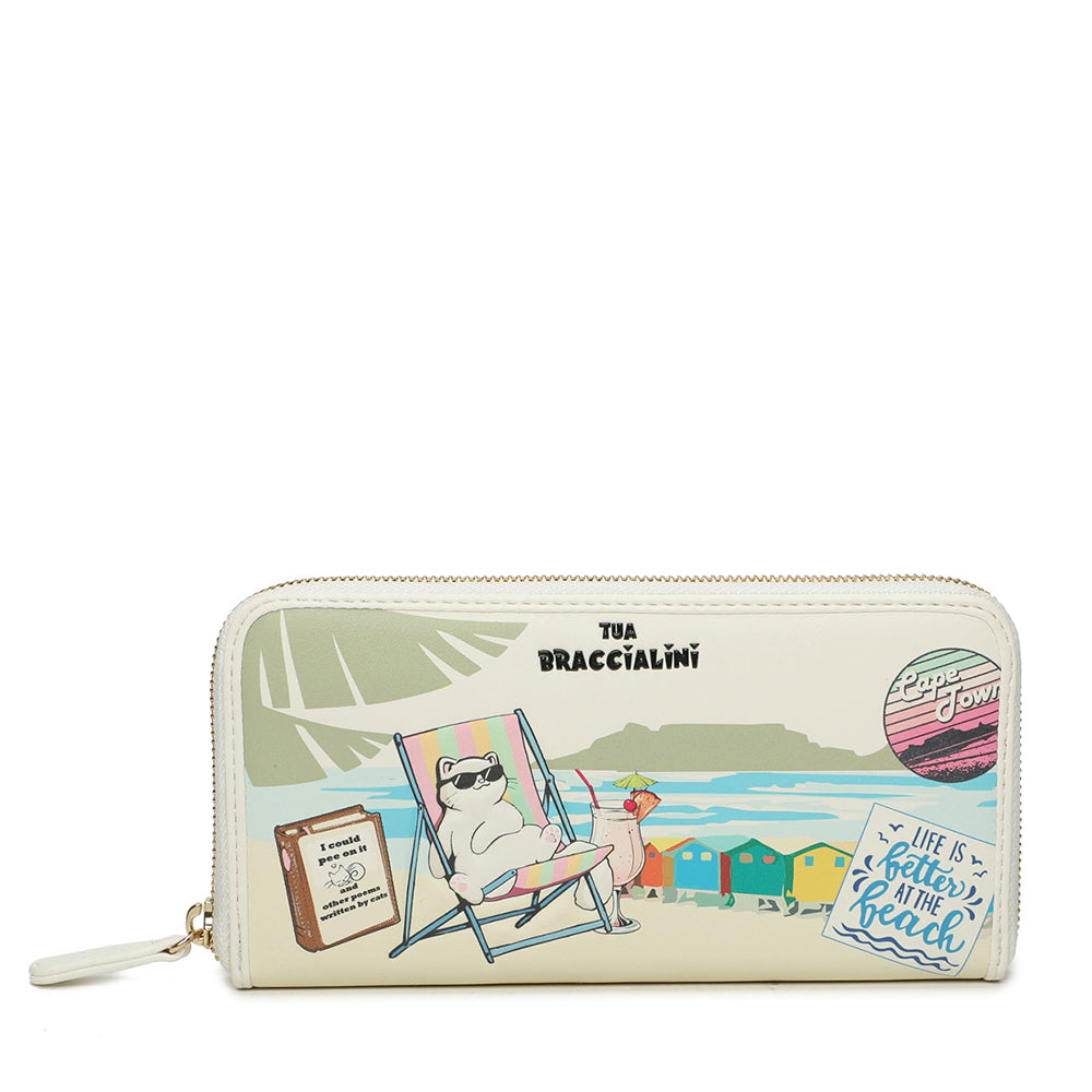 Portafoglio Donna Zip Around BRACCIALINI linea Allround Bianco stampa Pets