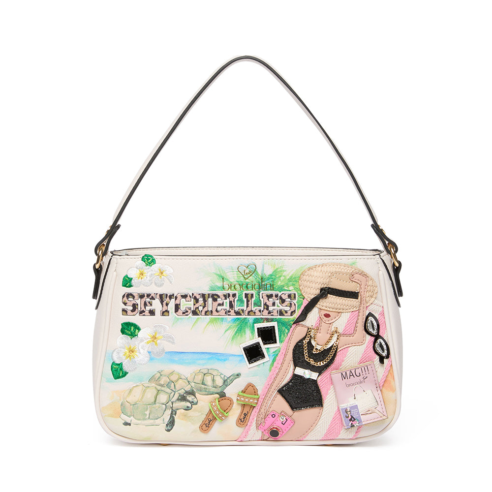 Borsa Donna a Mano BRACCIALINI linea Cartoline stampa Seychelles