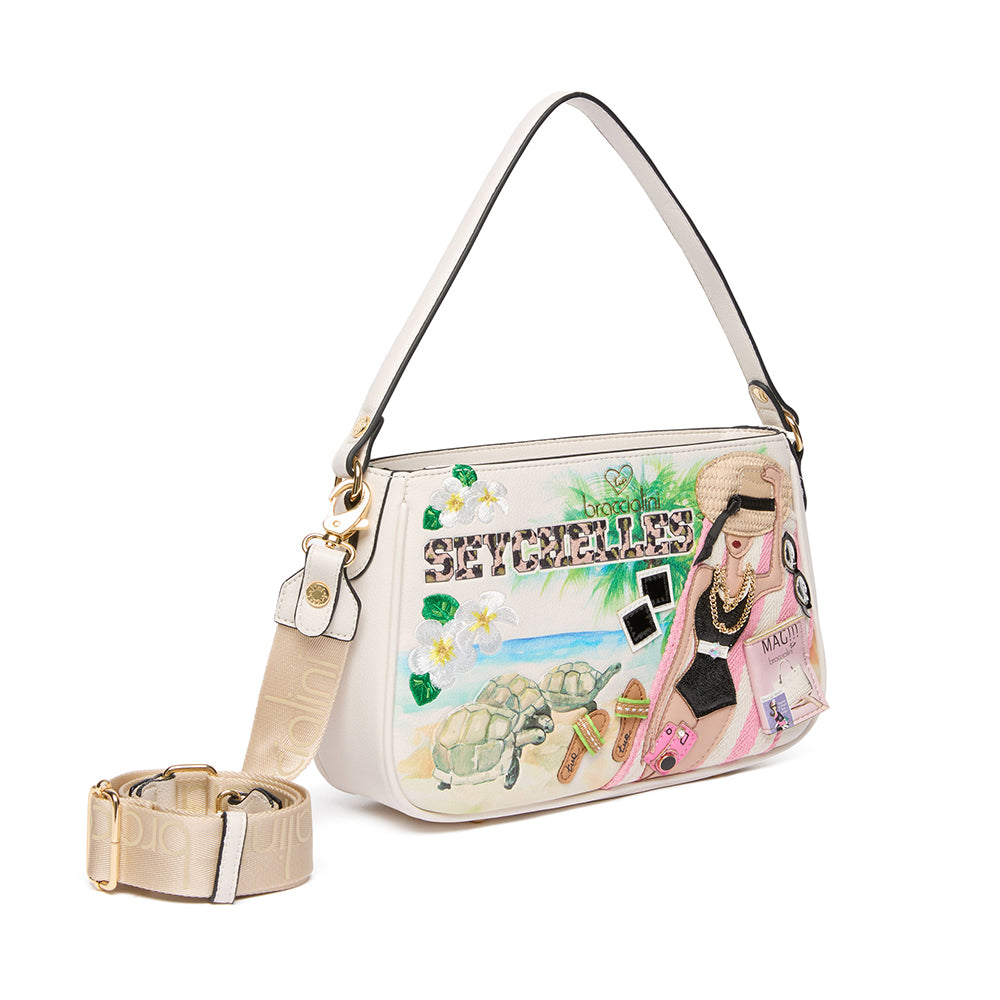 Borsa Donna a Mano BRACCIALINI linea Cartoline stampa Seychelles