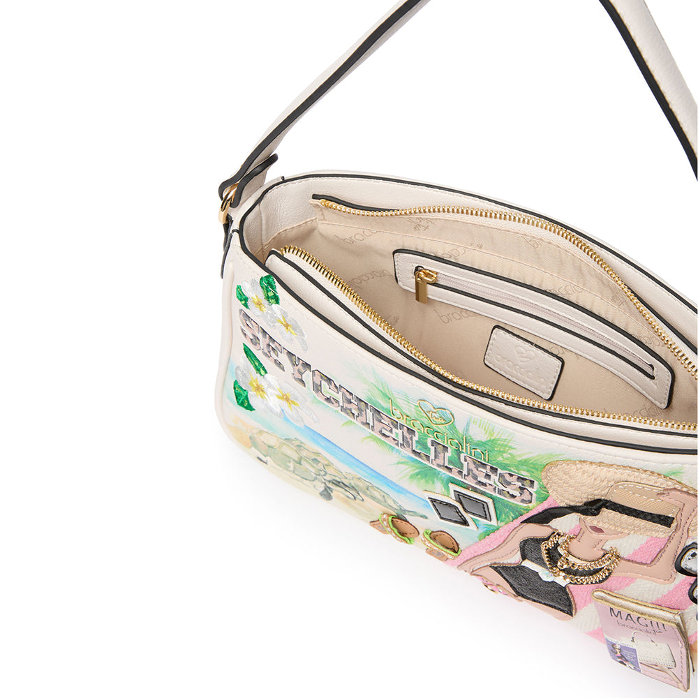 Borsa Donna a Mano BRACCIALINI linea Cartoline stampa Seychelles