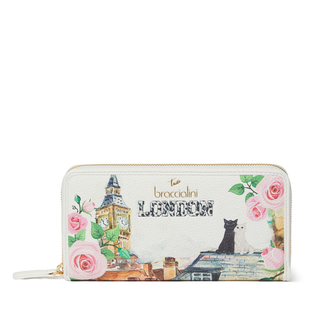 Portafoglio Donna Zip Around BRACCIALINI linea Cartoline stampa London