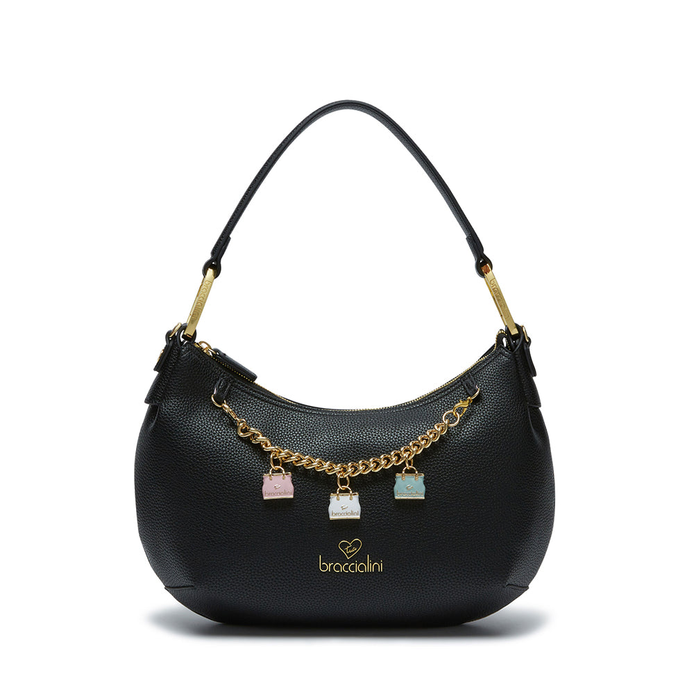 Borsa Mezzaluna a Spalla BRACCIALINI linea Beth Nera