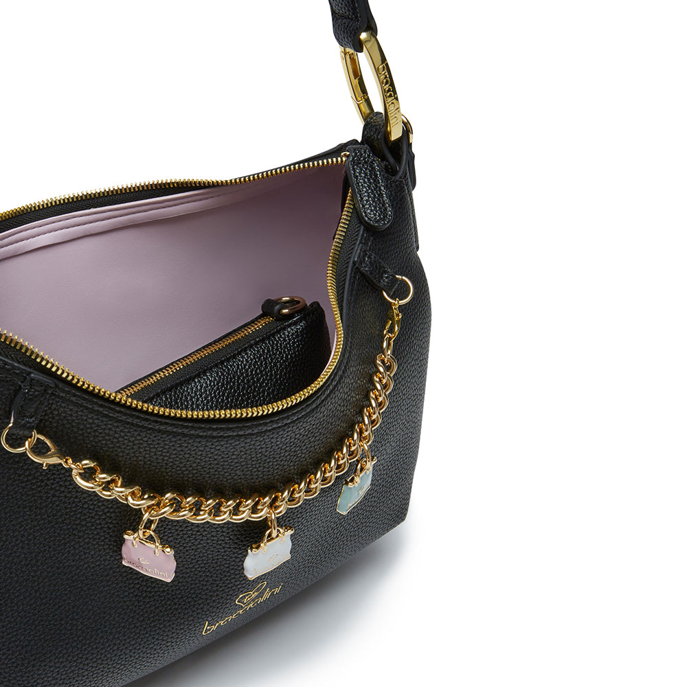 Borsa Mezzaluna a Spalla BRACCIALINI linea Beth Nera