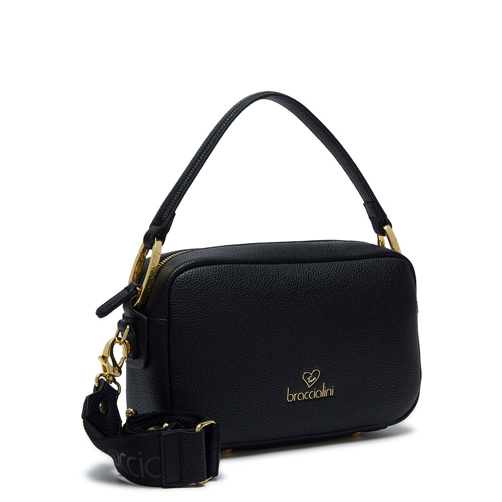 BRACCIALINI Damen Umhängetasche, Jinny Line, Schwarz