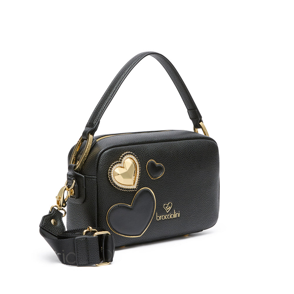 BRACCIALINI Damen Umhängetasche, Jinny Mix Line, Schwarz