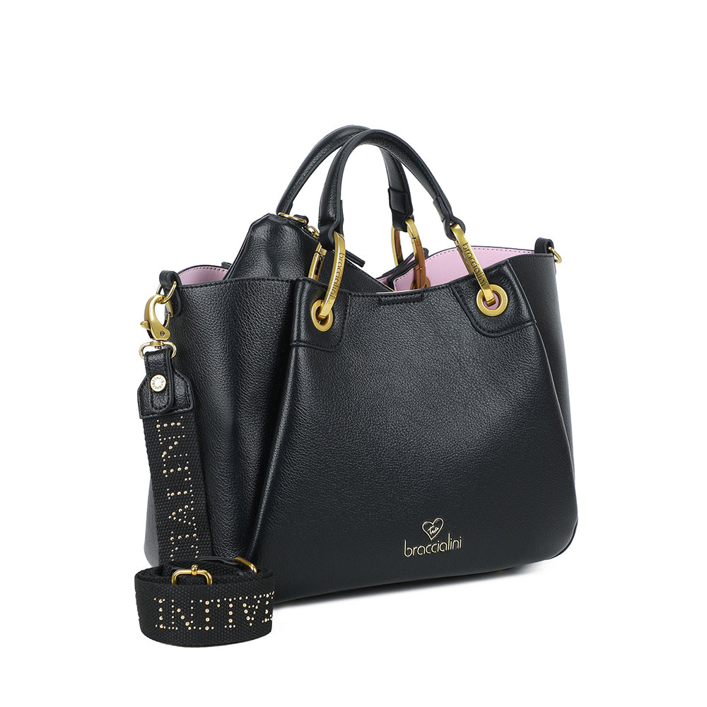 Borsa a Mano Media BRACCIALINI linea Amy Nero