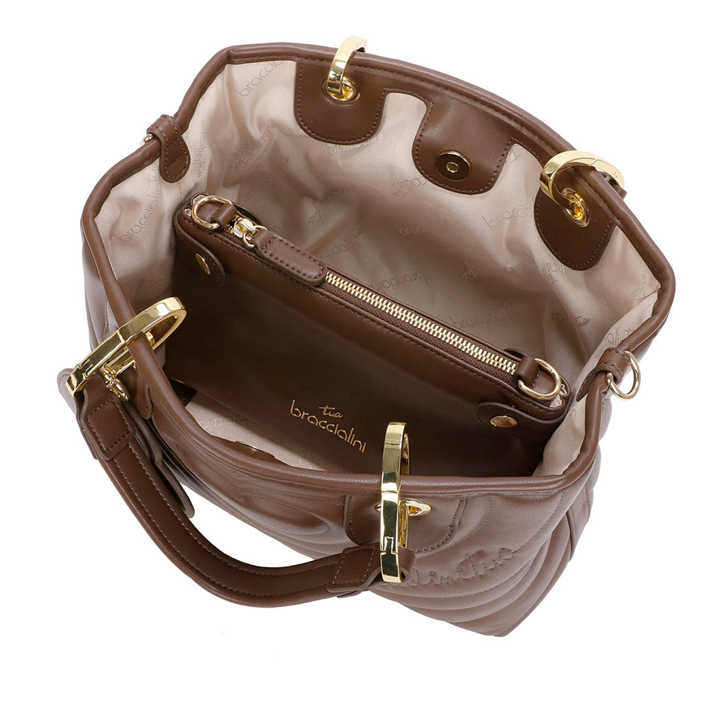 Borsa Donna a Mano BRACCIALINI linea Beth Matelassé Marrone