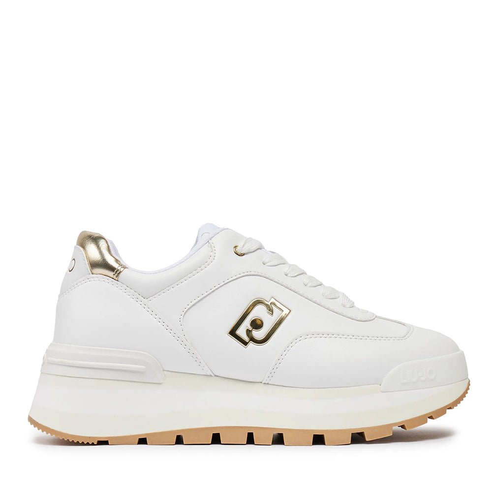 Scarpe Donna LIU JO Sneakers Platform Amazing 28 White e Light Gold