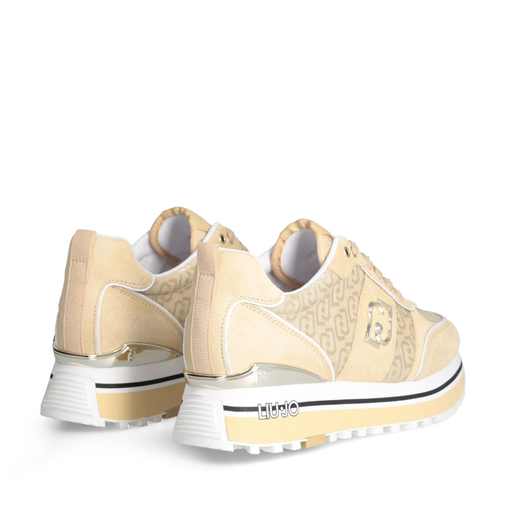 Scarpe Donna LIU JO Sneakers Platform Maxi Wonder 71 in Suede e Tessuto Logato Bianco