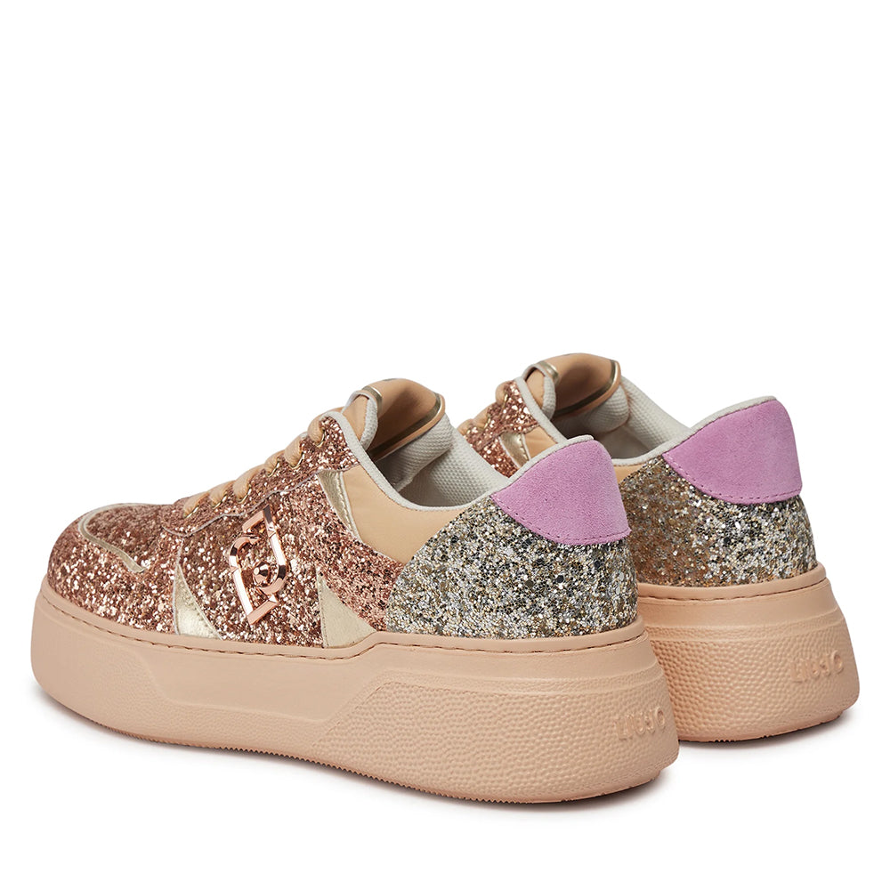 Scarpe Donna LIU JO Sneakers Tami 02 con Glitter All Over Papaya e Rose Gold