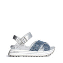 Sandali Platform LIU JO Maxi Wonder Sandal 11 in Denim con Inserti Crackle Argento