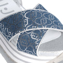 Sandali Platform LIU JO Maxi Wonder Sandal 11 in Denim con Inserti Crackle Argento