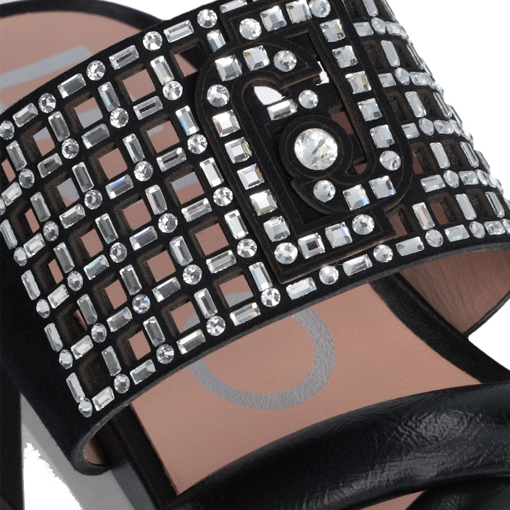 Sandali Platform Donna LIU JO Maxi Wonder Sandal 26 in Pelle Nera con Strass