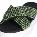 Ciabatte Platform Donna LIU JO Lovely Sandal 02 Nere con Strass Verdi