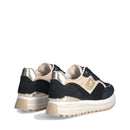 Sneakers Platform Donna LIU JO Maxi Wonder 73 in Suede e Ricamo Floreale Black
