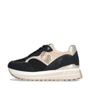 Sneakers Platform Donna LIU JO Maxi Wonder 73 in Suede e Ricamo Floreale Black