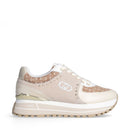 Sneakers Platform Donna LIU JO Maxi Wonder 87 in Suede e Tessuto Monogram Jacquard Ivory Peach