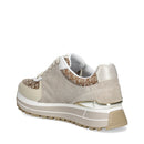 Sneakers Platform Donna LIU JO Maxi Wonder 87 in Suede e Tessuto Monogram Jacquard Ivory Peach