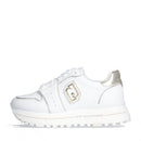 Sneakers Platform Donna LIU JO Maxi Wonder 85 in Pelle Bianca con Inserti Laminati Oro