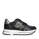 Sneakers Platform Donna LIU JO Maxi Wonder 85 in Pelle Nera con Inserti Laminati Oro