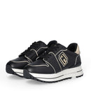 Sneakers Platform Donna LIU JO Maxi Wonder 85 in Pelle Nera con Inserti Laminati Oro