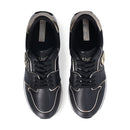 Sneakers Platform Donna LIU JO Maxi Wonder 85 in Pelle Nera con Inserti Laminati Oro