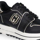 Sneakers Platform Donna LIU JO Maxi Wonder 85 in Pelle Nera con Inserti Laminati Oro