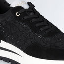 Scarpe Donna LIU JO Amazing 20 Sneakers Platform in Suede e Canvas Nera con Strass