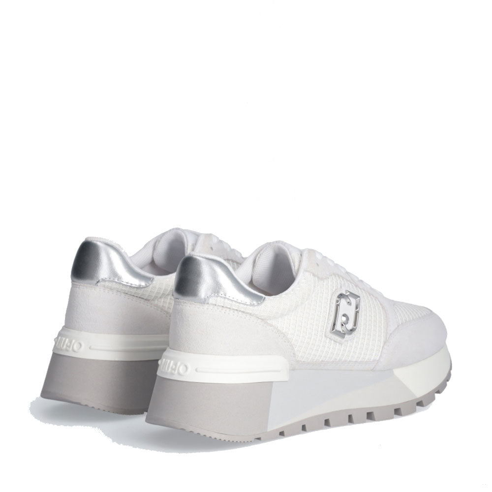 Scarpe Donna LIU JO Amazing 25 Sneakers Platform in Suede e Mesh Bianco