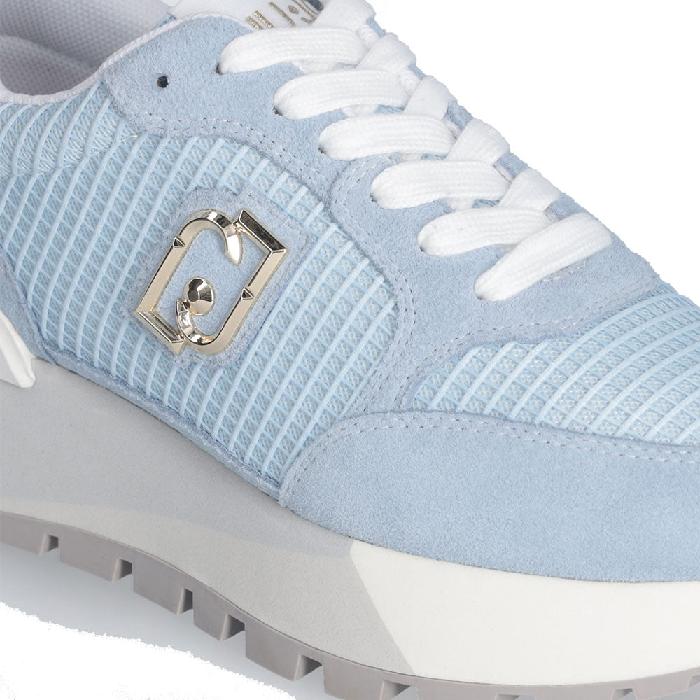 Scarpe Donna LIU JO Amazing 25 Sneakers Platform in Suede e Mesh Azzurro