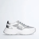 Sneakers Running LIU JO Eva 20 in Pelle Bianca e Lurex Argento