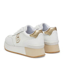 LIU JO Dreamy 08
Plateau-Sneaker aus elfenbeinfarbenem Leder mit goldlaminierten Einsätzen