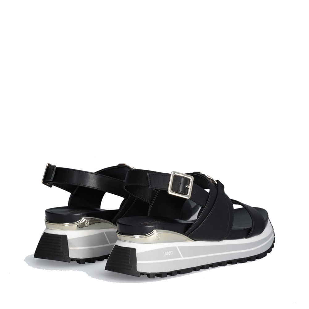 LIU JO Maxi Wonder Sandal 30 
Damen Sandalen aus schwarzem Leder