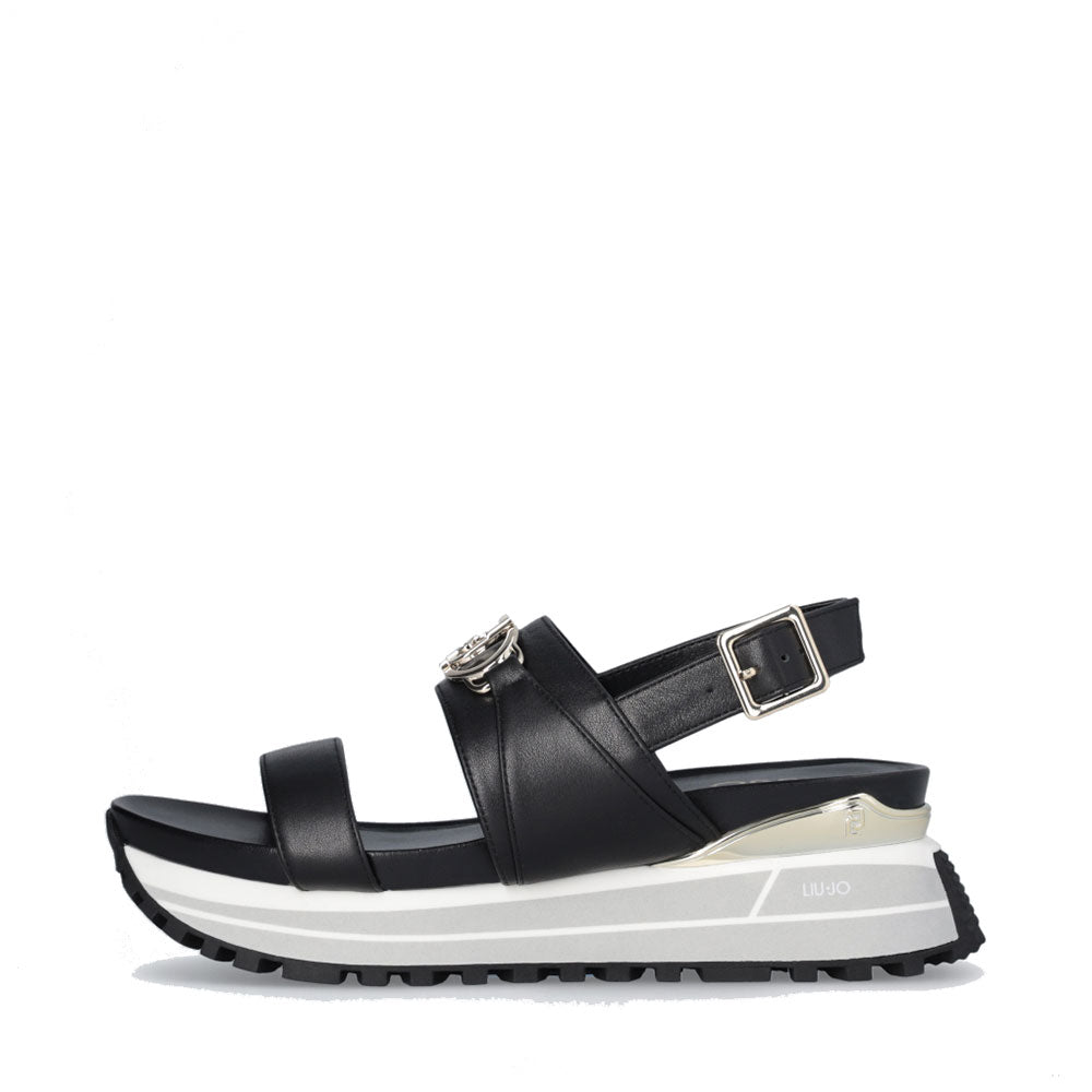 LIU JO Maxi Wonder Sandal 30 
Damen Sandalen aus schwarzem Leder