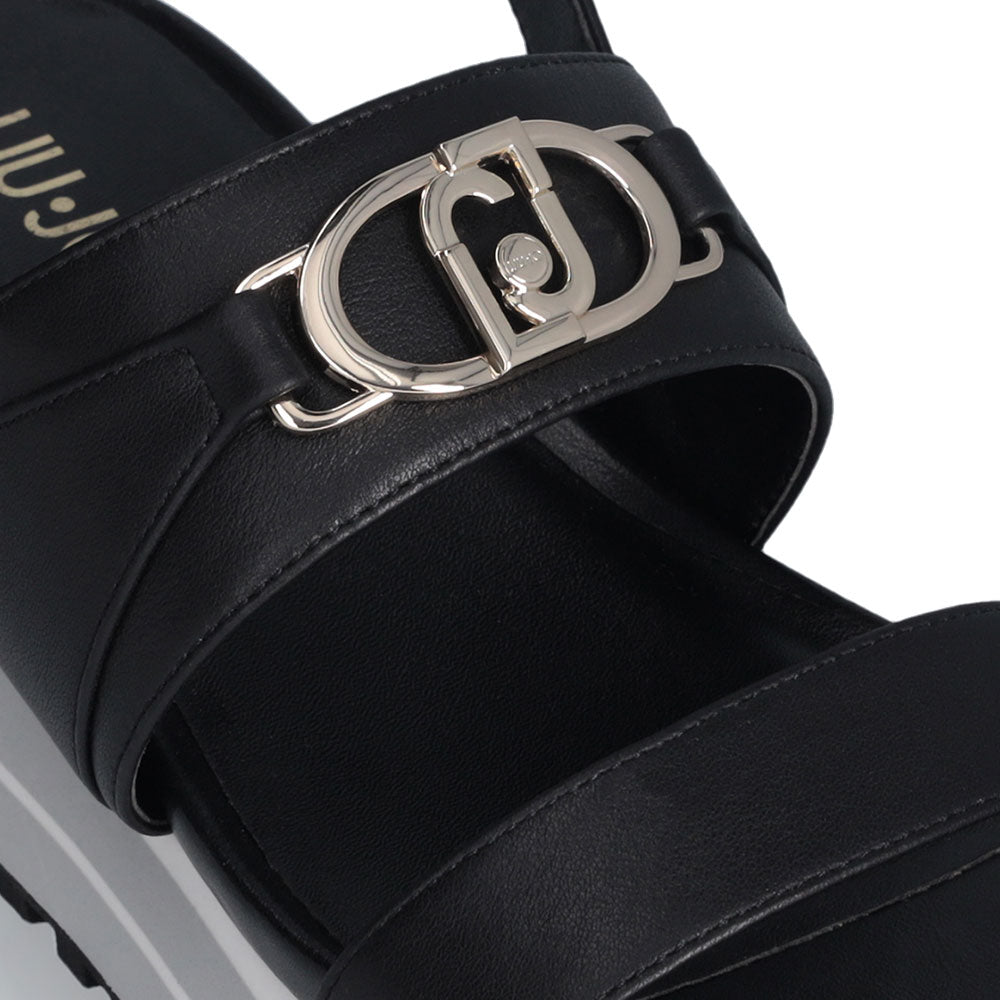 LIU JO Maxi Wonder Sandal 30 
Damen Sandalen aus schwarzem Leder