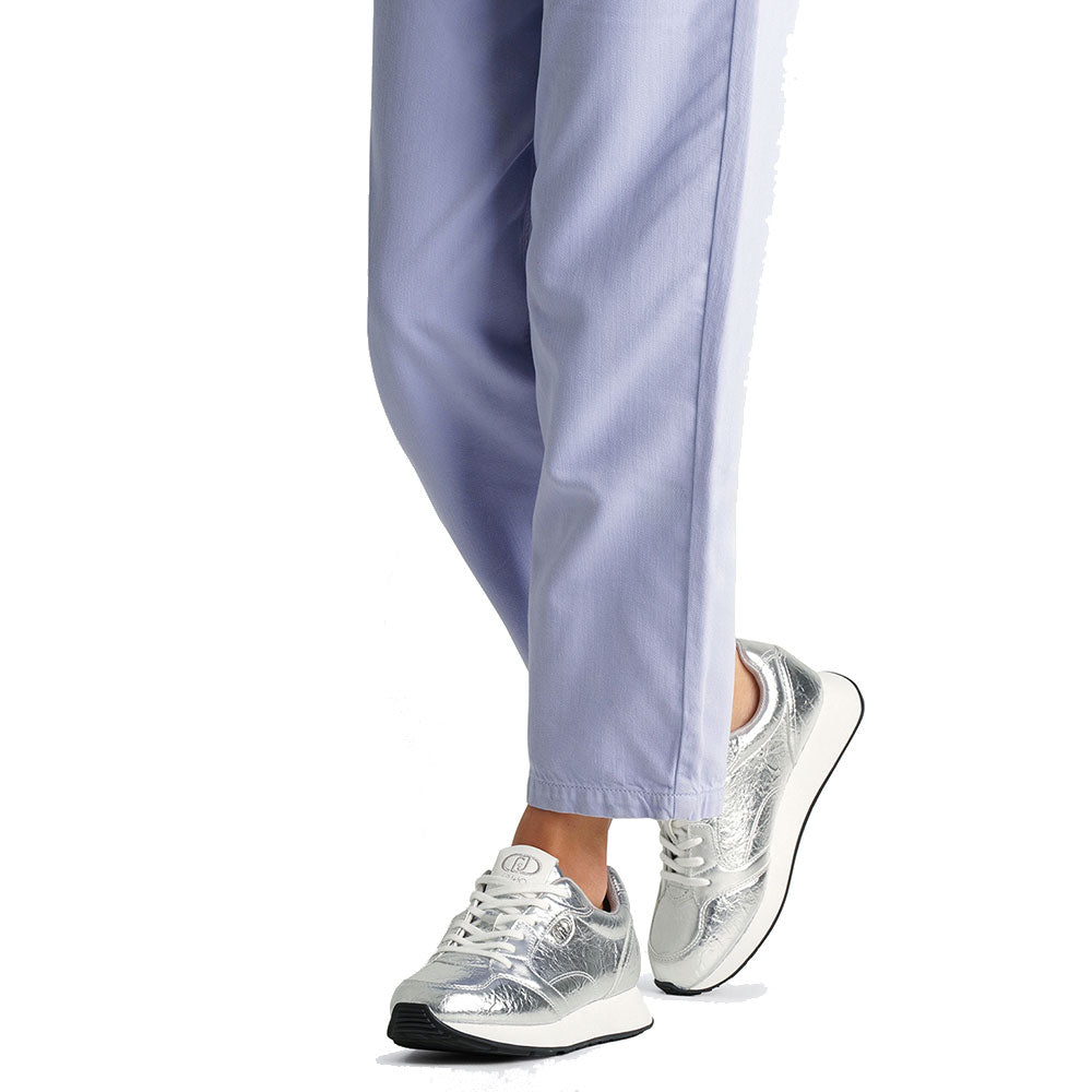 Sneakers Donna LIU JO Vibe 03 in Crackle Effetto Laminato Argento