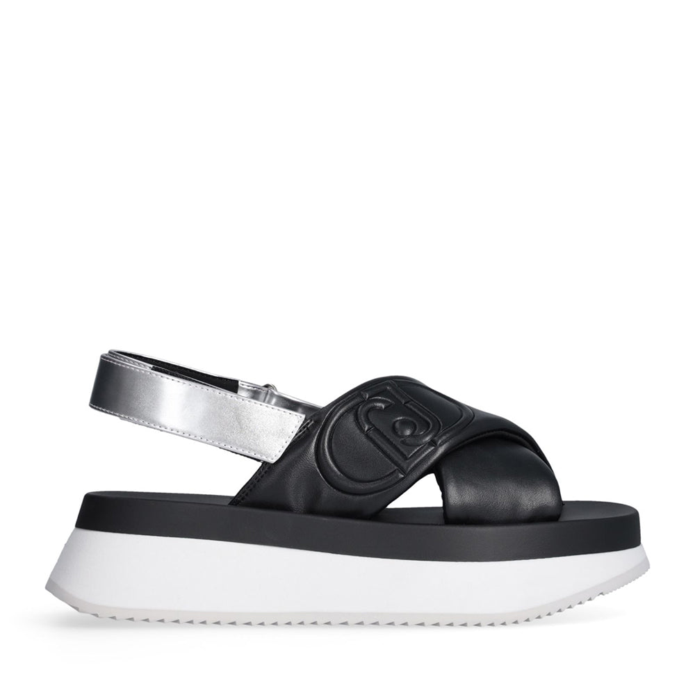 Sandali Platform LIU JO Dreamy Sandal 02 Nero con Inserti Metallizzati Silver