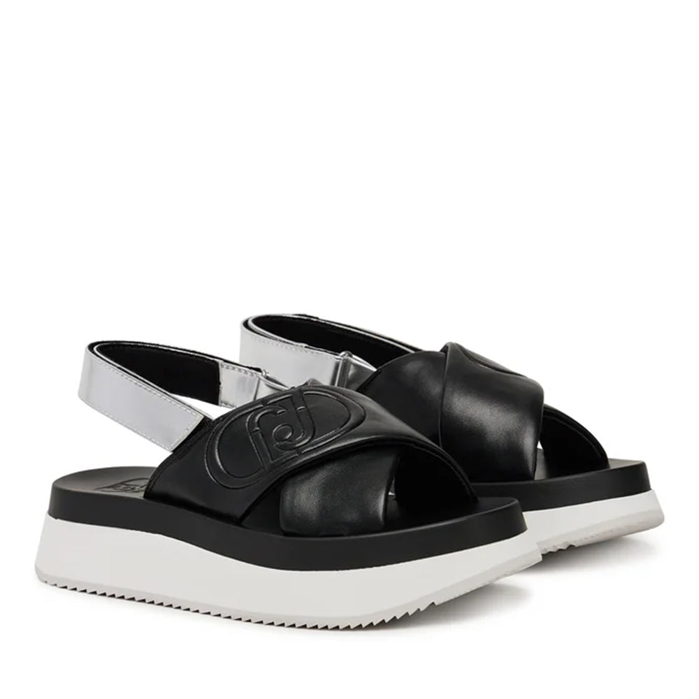 Sandali Platform LIU JO Dreamy Sandal 02 Nero con Inserti Metallizzati Silver