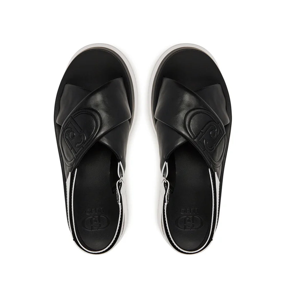 Sandali Platform LIU JO Dreamy Sandal 02 Nero con Inserti Metallizzati Silver