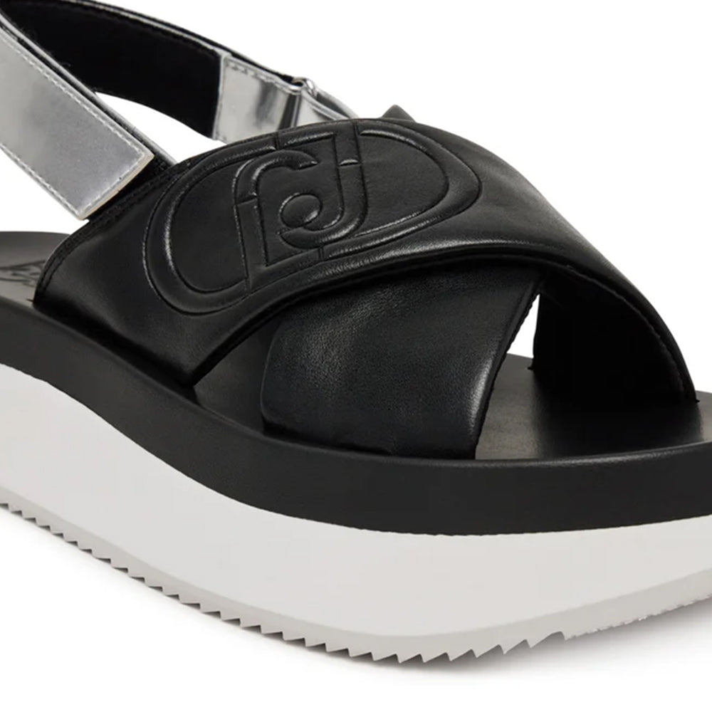 Sandali Platform LIU JO Dreamy Sandal 02 Nero con Inserti Metallizzati Silver
