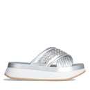 LIU JO Dreamy Sandal 05 
Plateau Slipper mit Nieten in Juwelen-Silber-Laminat-Effekt