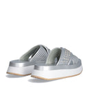 LIU JO Dreamy Sandal 05 
Plateau Slipper mit Nieten in Juwelen-Silber-Laminat-Effekt