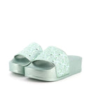 Ciabatte Platform in Gomma LIU JO Mykonos 01 con Fascia Logata Metallic Turquoise