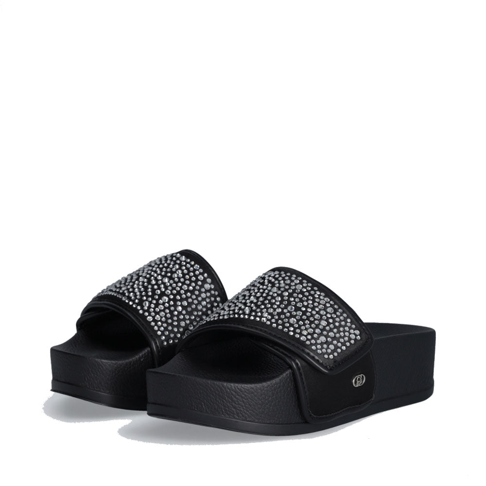 Ciabatte Platform in Raso LIU JO Mykonos 04 Nera con Strass