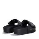 LIU JO Mykonos 04 
Schwarze Satin Plateau Slipper mit Strasssteinen