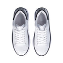 LIU JO Selma 16 Plateau-Sneaker aus weißem Leder mit schwarzem Satineinsatz mit Strasssteinen