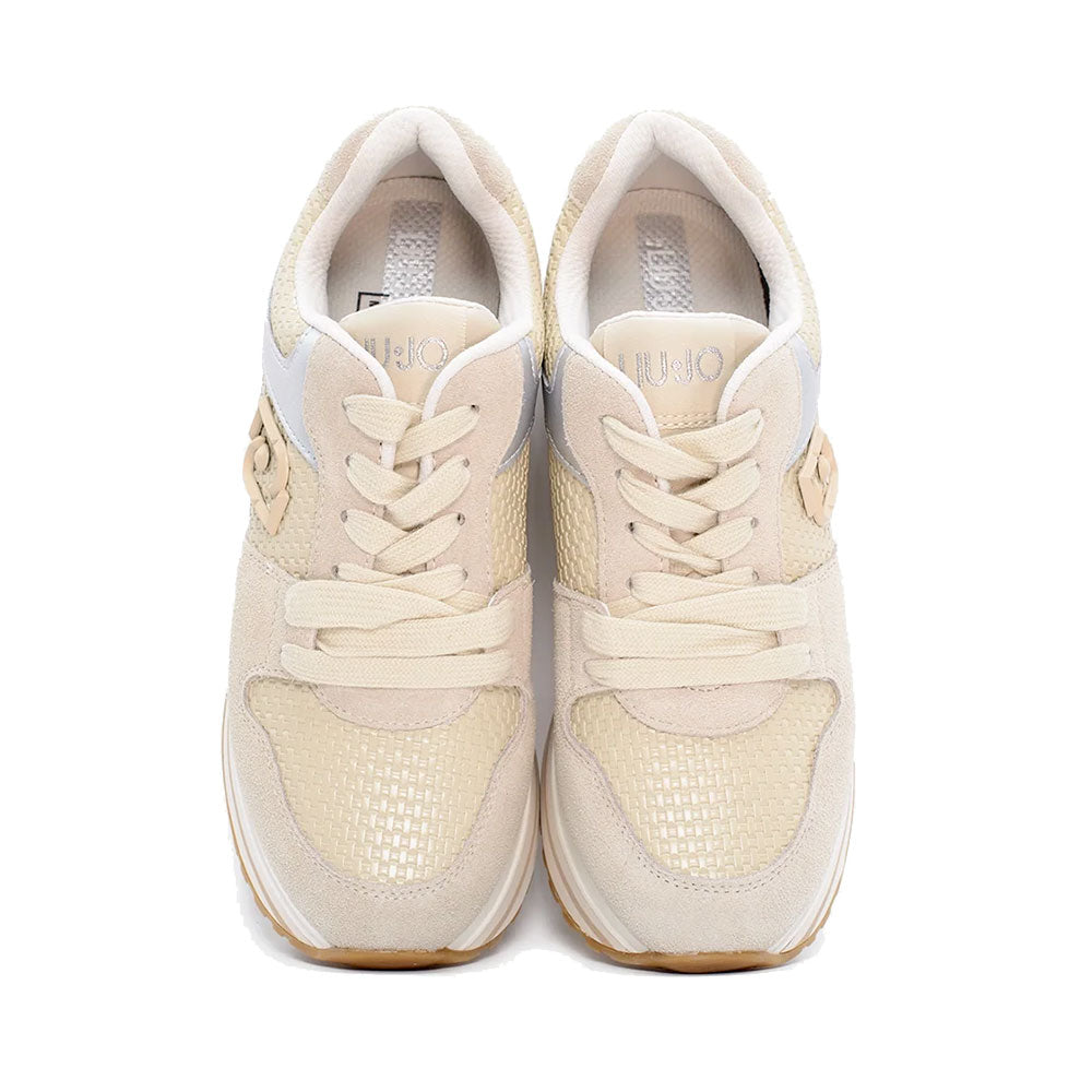 Sneakers Platform Donna LIU JO Maxi Wonder 98 in Suede e Inserti Intrecciati Rope Silver