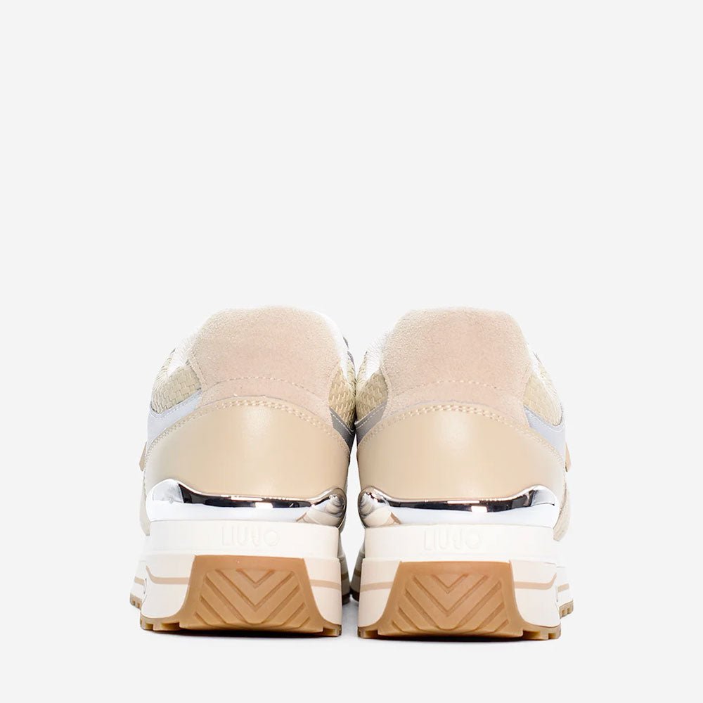 Sneakers Platform Donna LIU JO Maxi Wonder 98 in Suede e Inserti Intrecciati Rope Silver